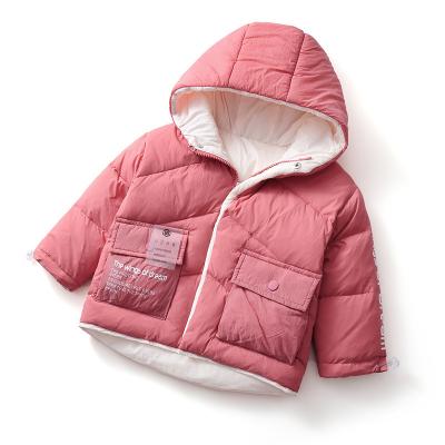 China Spandex/Polyester 2021 Winter Wholesale Korea Style Casual White Duck Down Coat Extra Heavy Hooded Girls Short Style Down Coat for sale