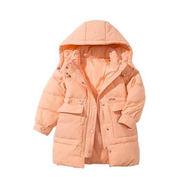 China Wholesale 2021 winter windproof solid casual white duck down extra heavy hooded girls medium pocket large style down jacket for sale