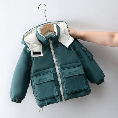 China 2022 Winter New Style Wholesale Casual White Duck Down Duck Down Extra Heavy Hooded Boys Big Pocket Down Jacket for sale