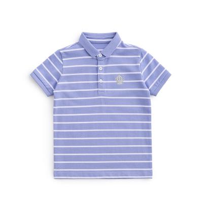 China 2022 Summer New Style 97% Cotton Lapel Breathable Polo Shirt Collar Sky Boys Blue Stripe Short Sleeve T-shirt for sale