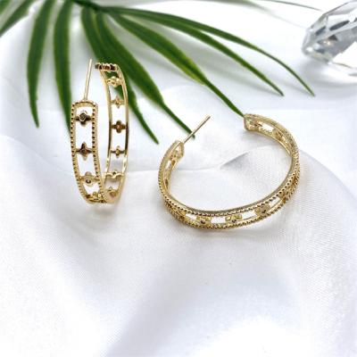 China Trendy Trendy Hoop Earrings with Crystal Cubic Zirconia 14K Gold Plated Beautiful Jewelry for Women and Girls for sale