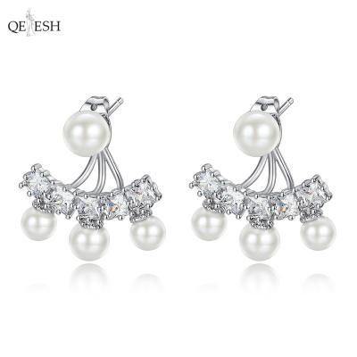 China Flawless Viable Zircon Dangle Earrings 3A Shell Bead Pearl Dangle Drop by Qetesh Cherry Stud Earrings 3A for sale