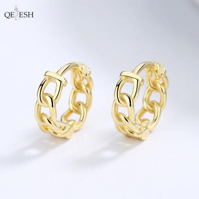 China Qetesh Premium Sense of Wholesale 925 Silver Jewelry Chain Viable Link Earrings Jewelry Braided Round Earrings for sale