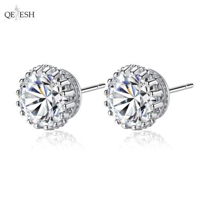 China Qetesh Fashion Dot 3A Sustainable Zircon Earrings Fashion Trend Earrings Custom Cute Zircon Luxury Earrings for sale