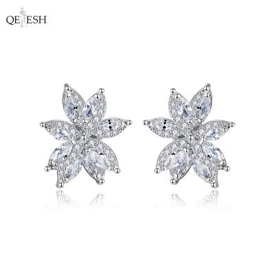 China Qetesh Flower Vintage Viable Creative Earrings Stud Earrings Cute Diamond Hoop Earring Jewelry For Women for sale