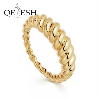 China Qetesh factory direct sales personality fashion index tail Ring Gold O shape simple simple thin ring for sale