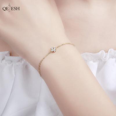 China Sterling Silver Plated 14k Viable Gold Bracelet Qetesh S925 Lucky Four Leaf Clover Charms For Bracelet Jewelry for sale