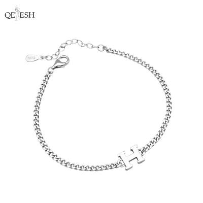 China Qetesh Letter H Chain Bracelet S925 Sterling Silver Simple Jewelry Trend Viable Fashion Temperament Jewelry for sale