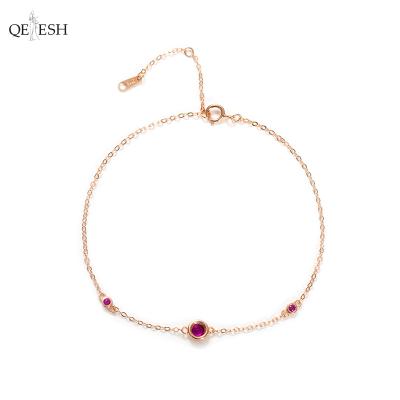 China Qetesh's 2021 Viable Anklet 925 Sterling Silver Fashion Temperament Purple Diamond Anklet Bead Chain Retro Customized Anklet Chain for sale