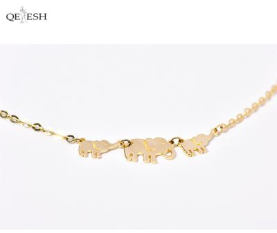 China 2021 Qetesh Cute Elephant Pendant Viable Gold Plated Anklet S925 Sterling Silver 14k Fine Adjustable Female Baby Anklet for sale