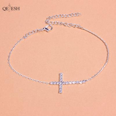 China Crystal Alloy Trendy Anklets Creative Retro Simple And Fashionable Cross Ankle Chain Qetesh Viable Single Layer Shoes for sale