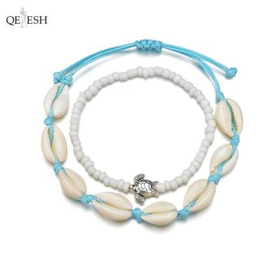 China Qetesh Leaf Fishbone Diamond Anklet Creative Tassel Alloy Combination Leg Chain Viable Hollow Jewelry With Charms for sale