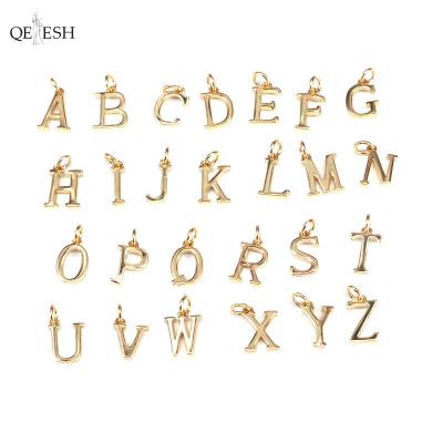 China Custom Viable Qetesh Mini English Alphabet 26 Letters Hip Hop Pendant With Gold Plated Chain Necklace Pendants For Jewelry Making for sale