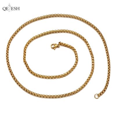 China Viable Steel Chain Gold Titanium Steel Chain Pearl Square Pearl Qetesh Chain Necklace Geometric Clavicle Chain Necklace for sale