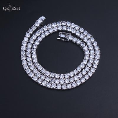 China Viable Natural Stone Zircon Stone Chain Tennis Necklace Qetesh Hip Hop Cuban Chain Crystal Pendant Necklace for sale