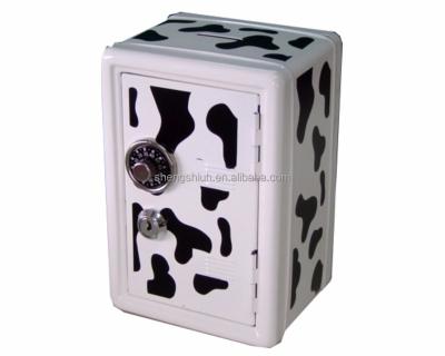 China Metal Cow Painting Savings Bank Piggy Bank Phone Booth Promotion Gift Business Gift For Child for sale