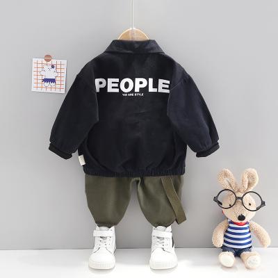 China Casual Design Boys Children's Casual Clothing Set 3 Pieces Kids Set Jacket Denim Shirt Letter Pants Cargo Children for sale