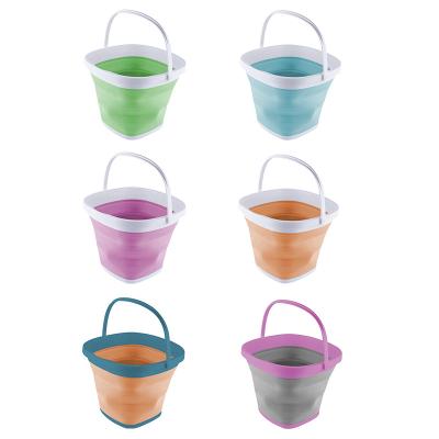 China Sustainable Folding Bucket 10L Square Foldable Water Bucket Plastic Portable Cleaning Fishing for sale