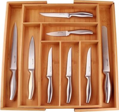 China Environmentally Friendly Expandable Kitchen Drawer Bamboo Silverware Organizer and Utensil Organizer for sale