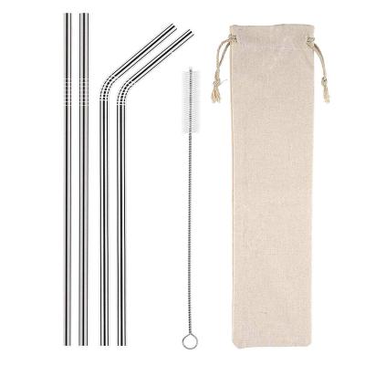 China Factory Direct Supply Straw Reusable Food Grade Durable 304 Stainless Steel Straws With Brush for sale