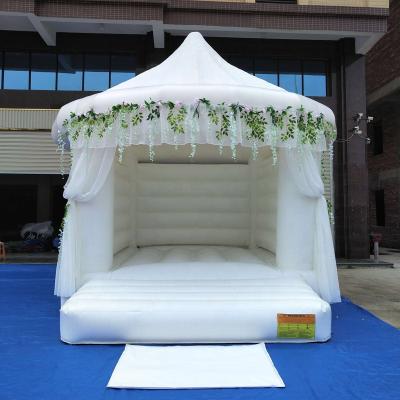 China Commercial Grade White Wedding Bouncy Castle, Moon Bounce House For Wedding for sale