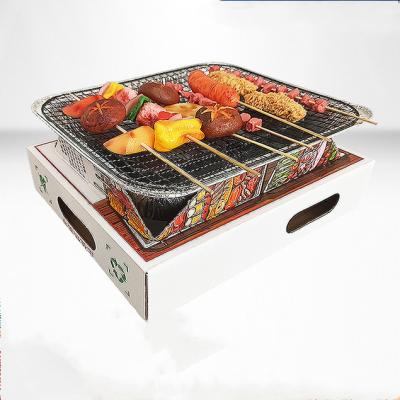 China Popular Fast Burning Disposable BBQ Grill Camping Grill Charcoal BBQ Machine Carbon Honeycomb Folding Portable Folding for sale