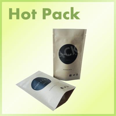 China Custom Printed Kraft Paper Stand Up Pouches For Coffee Bean / Protein Powder for sale