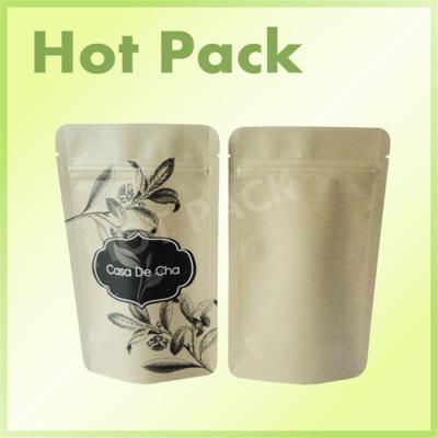 China El papel natural modificado para requisitos particulares de 16oz Kraft se levanta las bolsas que empaquetan con la ventana en venta