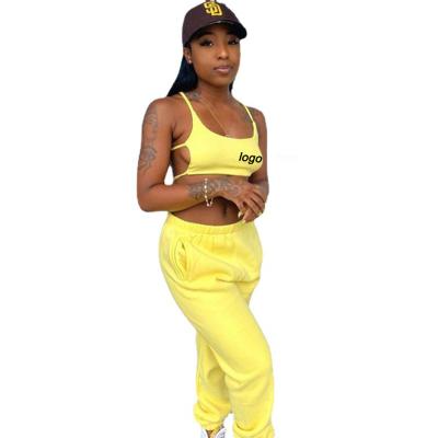 China QUICK DRY Backless Tank Top With Pants Sets For Women Autumn Thick Fabric Workout Leggings Sweatpants Sweatpants Sets for sale