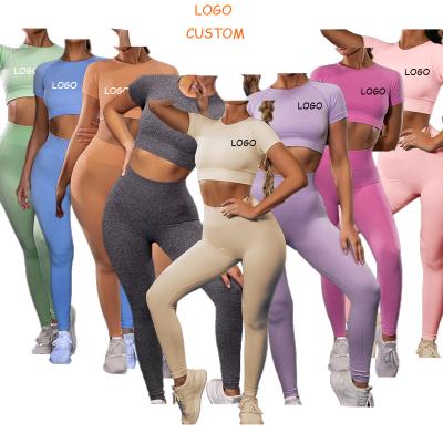 China Breathable OEM Stretching Yoga Set 2021 Seamless Jogger Fitness And Yoga Wear Women Long And Short Pants Set 2021 Two Piece Yoga Set for sale