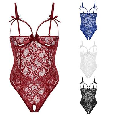 China 2022 summer new arrivals ladies breathable underwear sets sexy thin lace jumpsuit valentines day night plus size jumpsuits lingerie women for sale