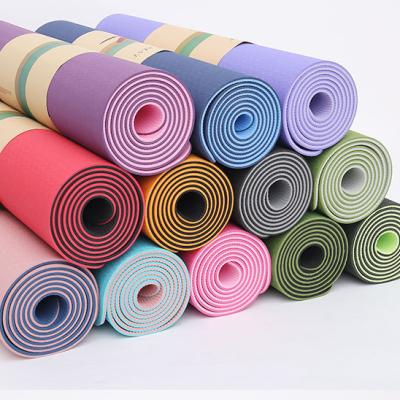 China Hot Double Layer 6mm Custom Printing Yoga Mats Sports Gym Natural Eco-Friendly Tape Fitness Pilate Yoga Anti Slip Yoga Mat for sale