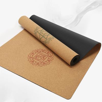 China New Design Cork Strip Yoga Mat Customized Logo Cork Strip Yoga Mat Fashionable Mat Wholesale Cork Strip Yoga Mat for sale