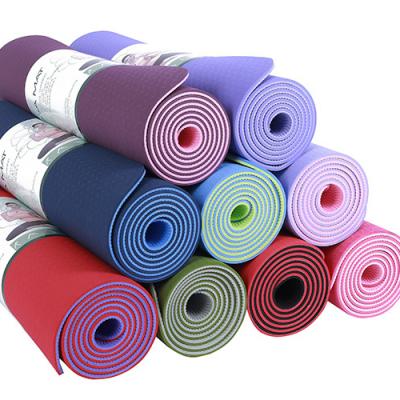 China Eco Friendly Double Layer 6mm Sports Gym Natural Rubber Band Fitness Mat Custom Print Yoga Mats Anti Slip Hot Yoga Pilate Yoga Mats for sale