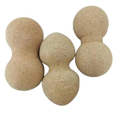 China Exercise Eco-friendly Durable 12cm Cork Peanut Massage Ball Yoga Cork Massager Ball Custom for sale