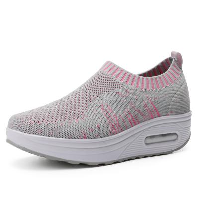 China CUSHIONING RUIDENG Slip on Barefoot Shoes High Rise Knit Air Cushion PU Casual Shoes Thick Upper Sole Sneakers Women's Casual Shoes for sale