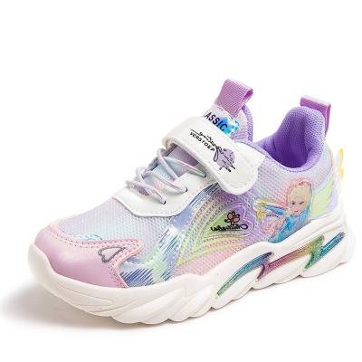 China 2022 New Arrival Breathable Mesh Upper EVA Sole Girls Shoes Kids Pink And Purple Sneakers Shoes For School Kids Sneakers for sale