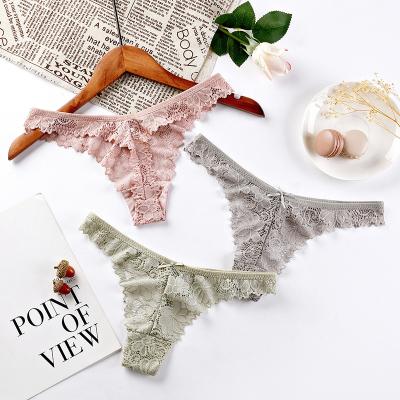 China OEM&ODM Wholesome Wholesale Ladies Panties Lace Up Sexy Underwear Women's Lingerie T-back Thongs for sale