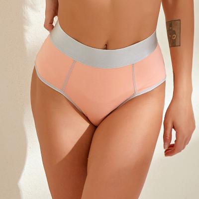 China Amazon Antibacterial Hot Selling Premium Cotton Women Briefs Elastic Underwear High Waist Tummy Control Plus Size Pink Panties for sale