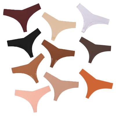 China Seamless Antibacterial Thin Waist Fabric Underwear Bikini T Back V Back Panties String Nylon Thongs For Women for sale