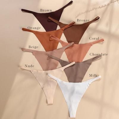 China Seamless Low Rise Cotton Thong Antibacterial Underwear No Exposure T Back Elastic Thongs For Women for sale