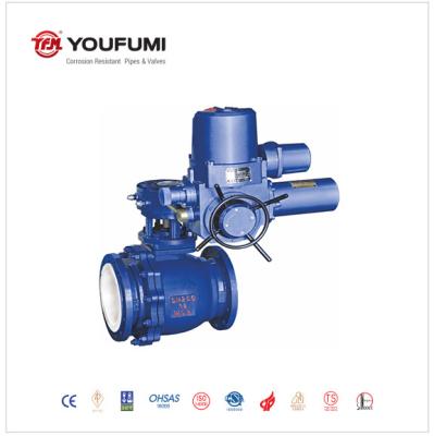 China Side Entry Full Lined PFA Lined Ball Valve Pneumatic Power Normal Temperature for sale