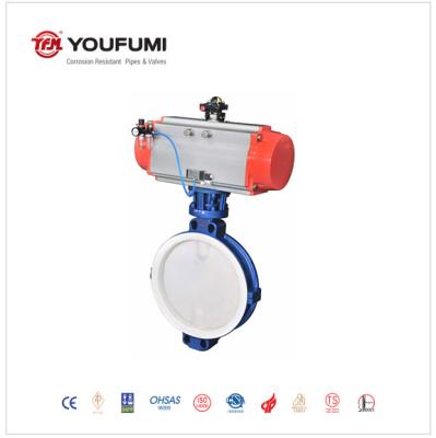 China PTFE Lined Industrial Butterfly Valves 150LBS PN16 Petrochemical Use for sale