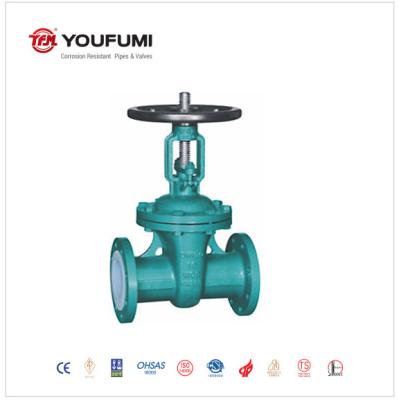 China Anticorrosion PFA Lined Flange Type Gate Valve 10 Inch 150LBS Petrochemical Use for sale