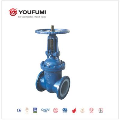 China GOST Standard PTFE Lined Gate Valve Flange Type Casting Material For Food for sale