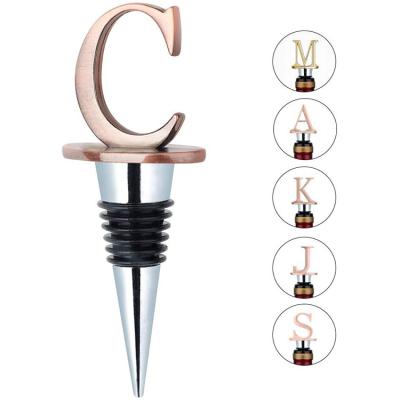 China Metal Stopper Stainless Steel Letters Wine Stoppers Silicone Wedding Keep Cool Wine Drink Stopper for sale