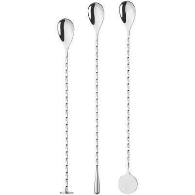 China Bar Mixing Spoon Viable Long Handle Spoon , Stainless Steel Cocktail Stirring Spoons for sale