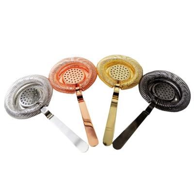 China Metal Copper Plated Flat Filter Strainer With Bulk Spring For Cocktail Shaker for sale