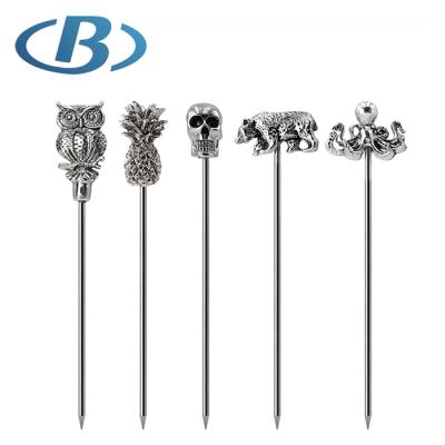 China OEM/ODM Sustainable Decorative Metal Cocktail Picks for sale