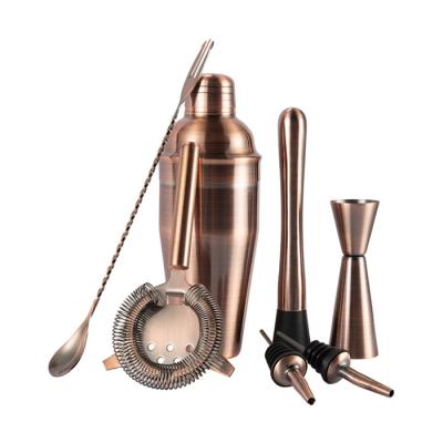 China Viable professional 7 piece cocktail bar tool kit in aged copper, black and white color for sale